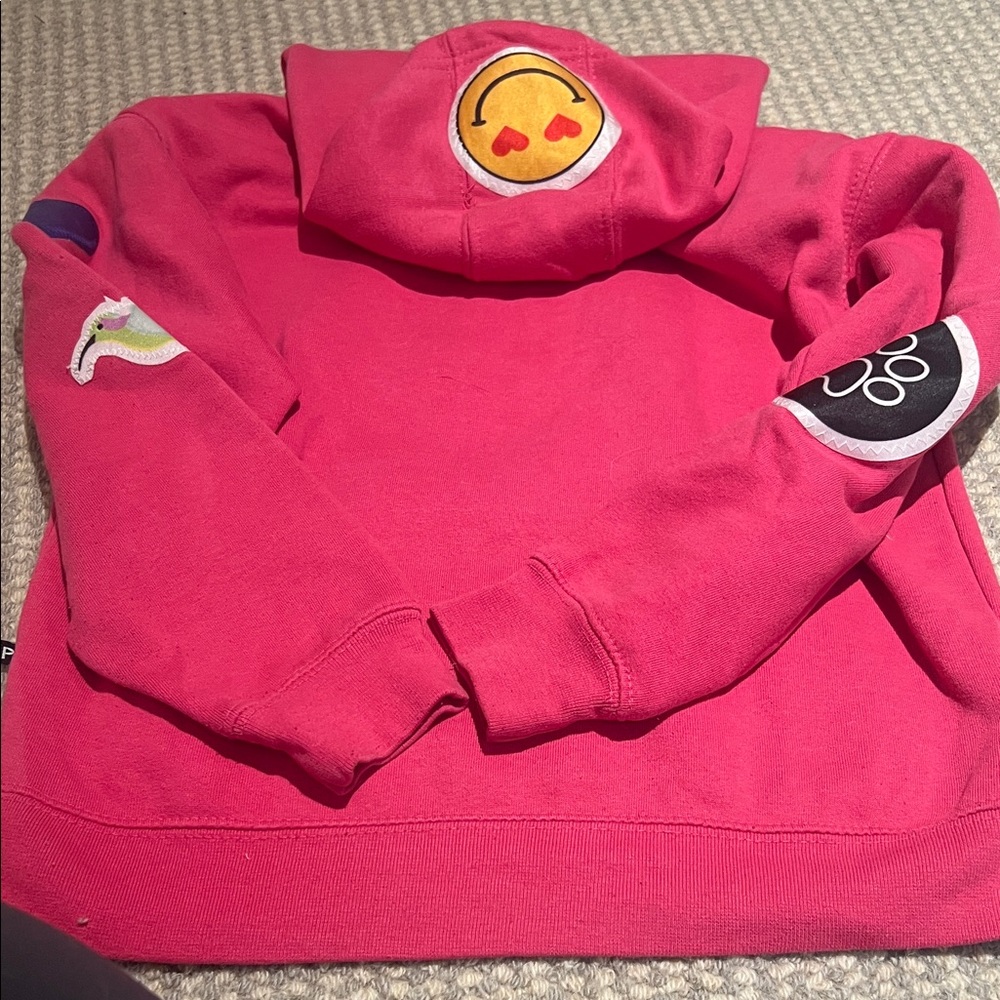 Kids' Pink Hoodie with Fun Patches - Picture 3 of 4